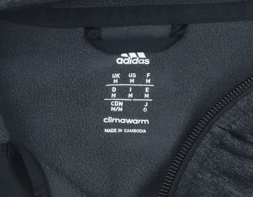 Adidas Men Black Climawarm Full Zip Hooded Activewear Jacket M