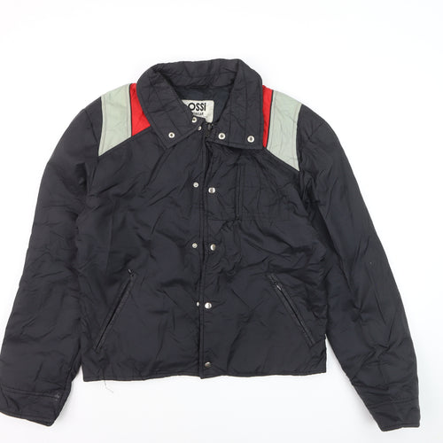 Ossi Men’s Black Ski Puffer Jacket M Nylon Insulated Retro 80s Style