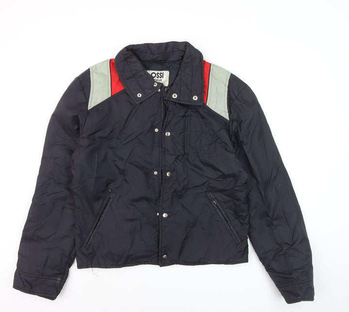 Ossi Men’s Black Ski Puffer Jacket M Nylon Insulated Retro 80s Style