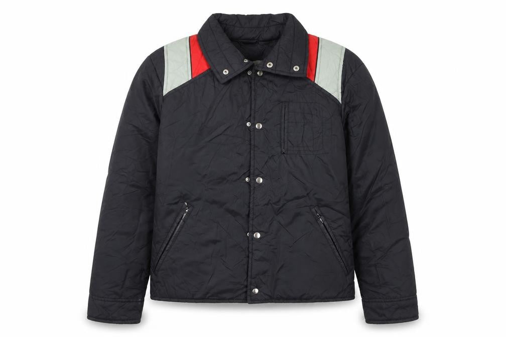 Front view of Ossi Men’s Black Ski Puffer Jacket M Nylon Insulated Retro 80s Style
