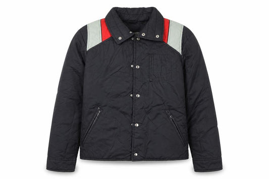 Front view of Ossi Men’s Black Ski Puffer Jacket M Nylon Insulated Retro 80s Style