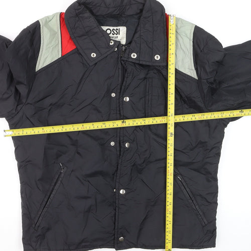 Ossi Men’s Black Ski Puffer Jacket M Nylon Insulated Retro 80s Style