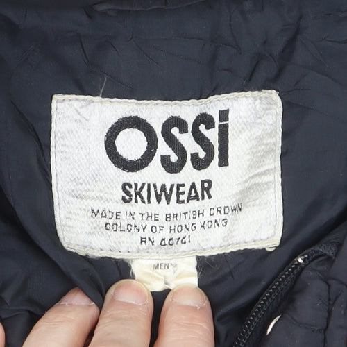 Ossi Men’s Black Ski Puffer Jacket M Nylon Insulated Retro 80s Style