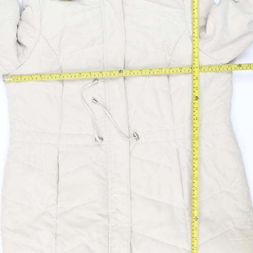Roman Women Beige Faux Fur Hooded Parka Coat Size 20 Winter Jacket