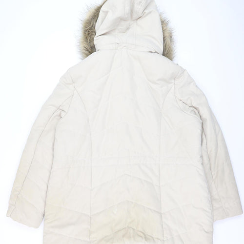 Roman Women Beige Faux Fur Hooded Parka Coat Size 20 Winter Jacket