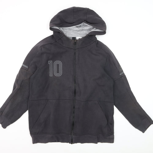 Adidas Men Black 2XL Full Zip Hoodie with Logo and Number 10