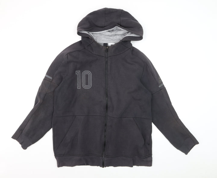 Adidas Men Black 2XL Full Zip Hoodie with Logo and Number 10