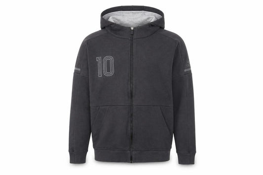 Front view of Adidas Men Black 2XL Full Zip Hoodie with Logo and Number 10