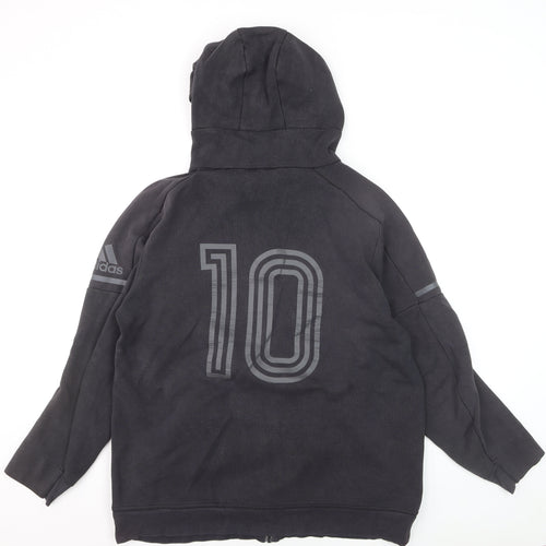 Adidas Men Black 2XL Full Zip Hoodie with Logo and Number 10