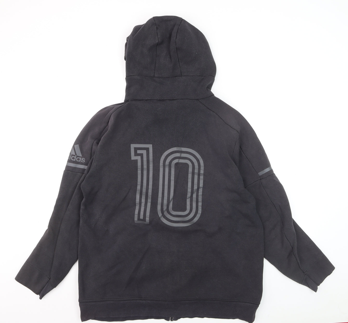 Adidas Men Black 2XL Full Zip Hoodie with Logo and Number 10