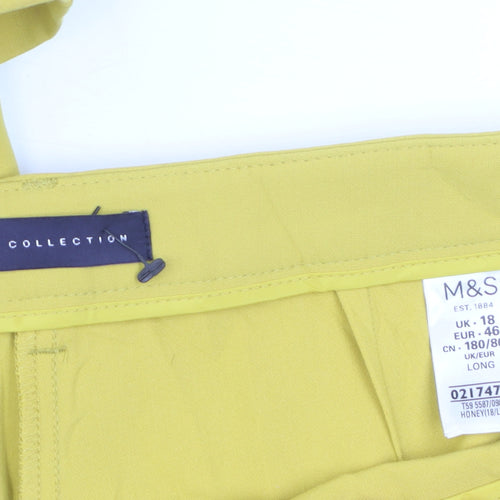 Marks and Spencer Women Yellow Tapered Trousers Size 18