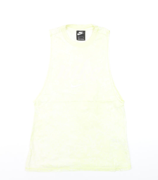Nike Men Yellow Sleeveless Tank Top Small 100% Cotton Athletic Gymwear