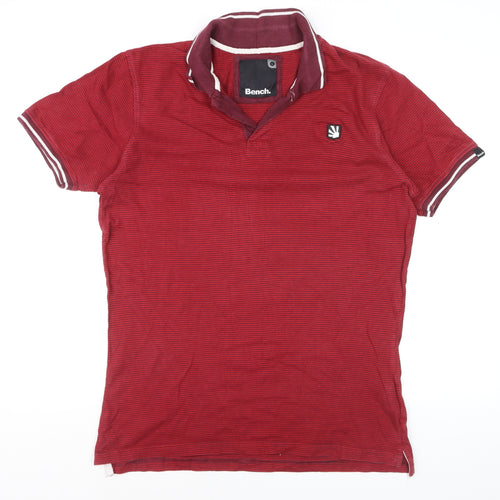 Bench Men's Red Striped Cotton Polo Shirt Size L