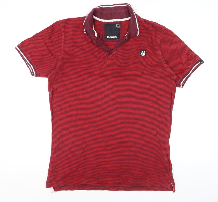 Bench Men's Red Striped Cotton Polo Shirt Size L