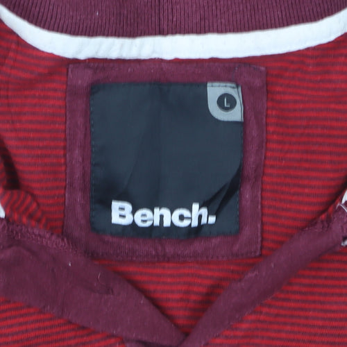 Bench Men's Red Striped Cotton Polo Shirt Size L
