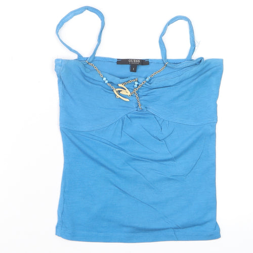 Guess Women’s Blue Cotton Camisole Tank Top Size S Spaghetti Strap Stretch
