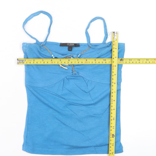 Guess Women’s Blue Cotton Camisole Tank Top Size S Spaghetti Strap Stretch