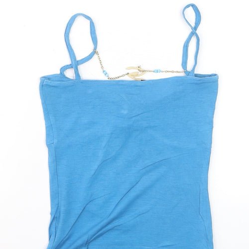 Guess Women’s Blue Cotton Camisole Tank Top Size S Spaghetti Strap Stretch
