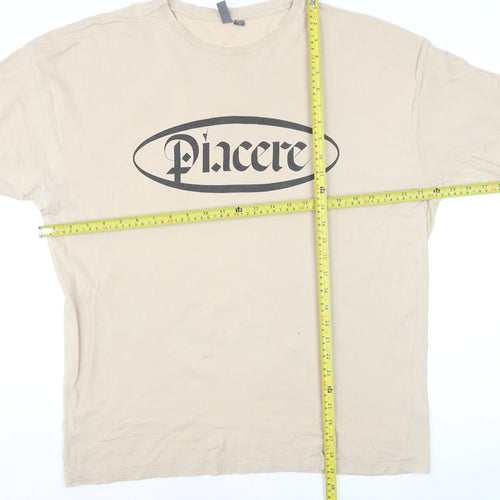 ASOS Men's Beige Graphic Print Cotton T-Shirt Size M
