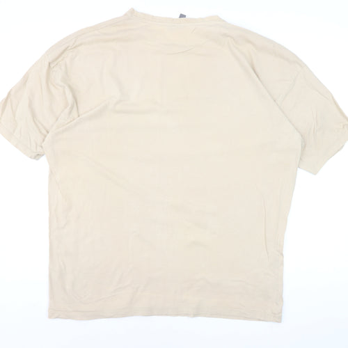 ASOS Men's Beige Graphic Print Cotton T-Shirt Size M