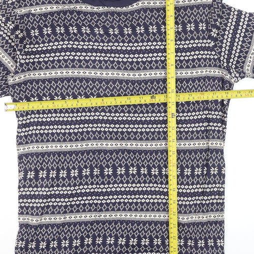 Cotton Traders Men's Blue Fair Isle Long Sleeve Cotton Top L