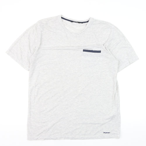 Rohan Men's Grey Striped Crew Neck Short Sleeve T-Shirt Size M