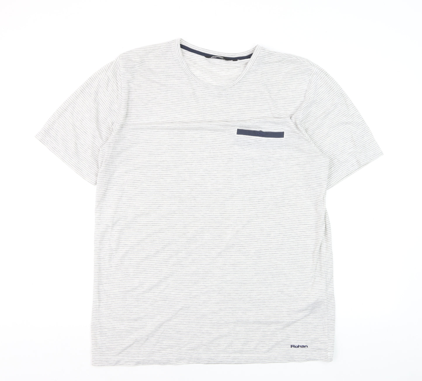 Rohan Men's Grey Striped Crew Neck Short Sleeve T-Shirt Size M