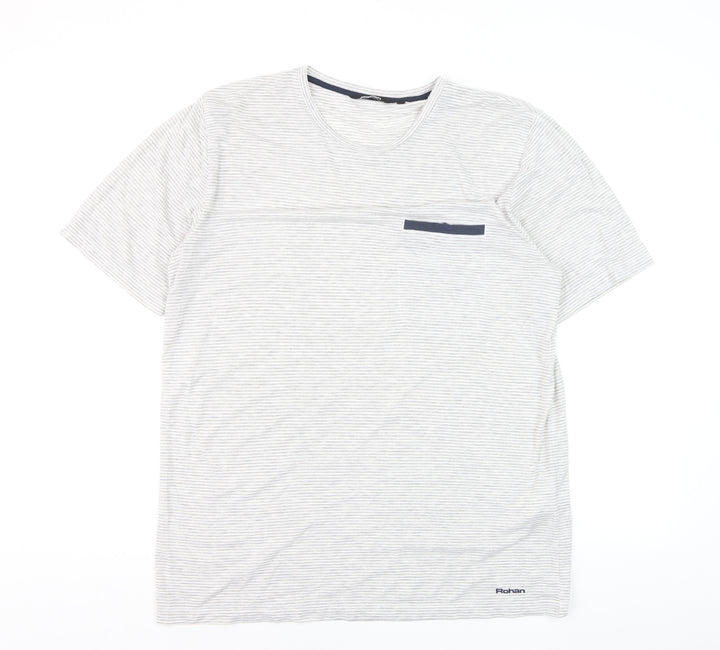 Rohan Men's Grey Striped Crew Neck Short Sleeve T-Shirt Size M