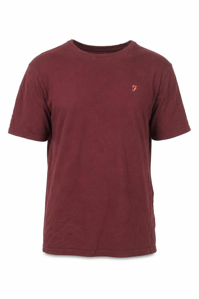 Farah Men's Red Crew Neck Cotton T-Shirt XL Regular Fit