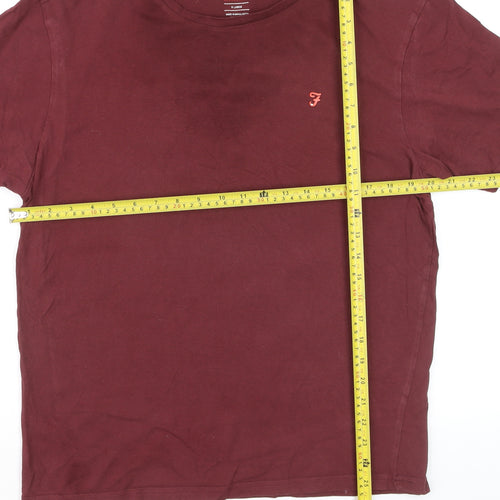 Farah Men's Red Crew Neck Cotton T-Shirt XL Regular Fit
