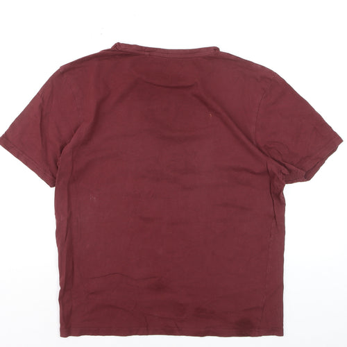 Farah Men's Red Crew Neck Cotton T-Shirt XL Regular Fit