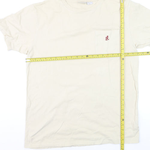 Gramicci Men Beige Cotton Crew Neck Short Sleeve T-Shirt L