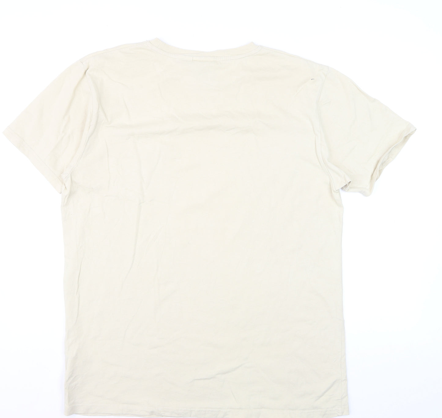 Gramicci Men Beige Cotton Crew Neck Short Sleeve T-Shirt L