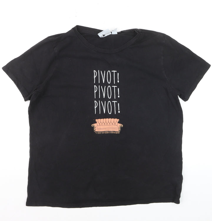 Primark Womens Black Friends Pivot Graphic Cotton T-Shirt Medium