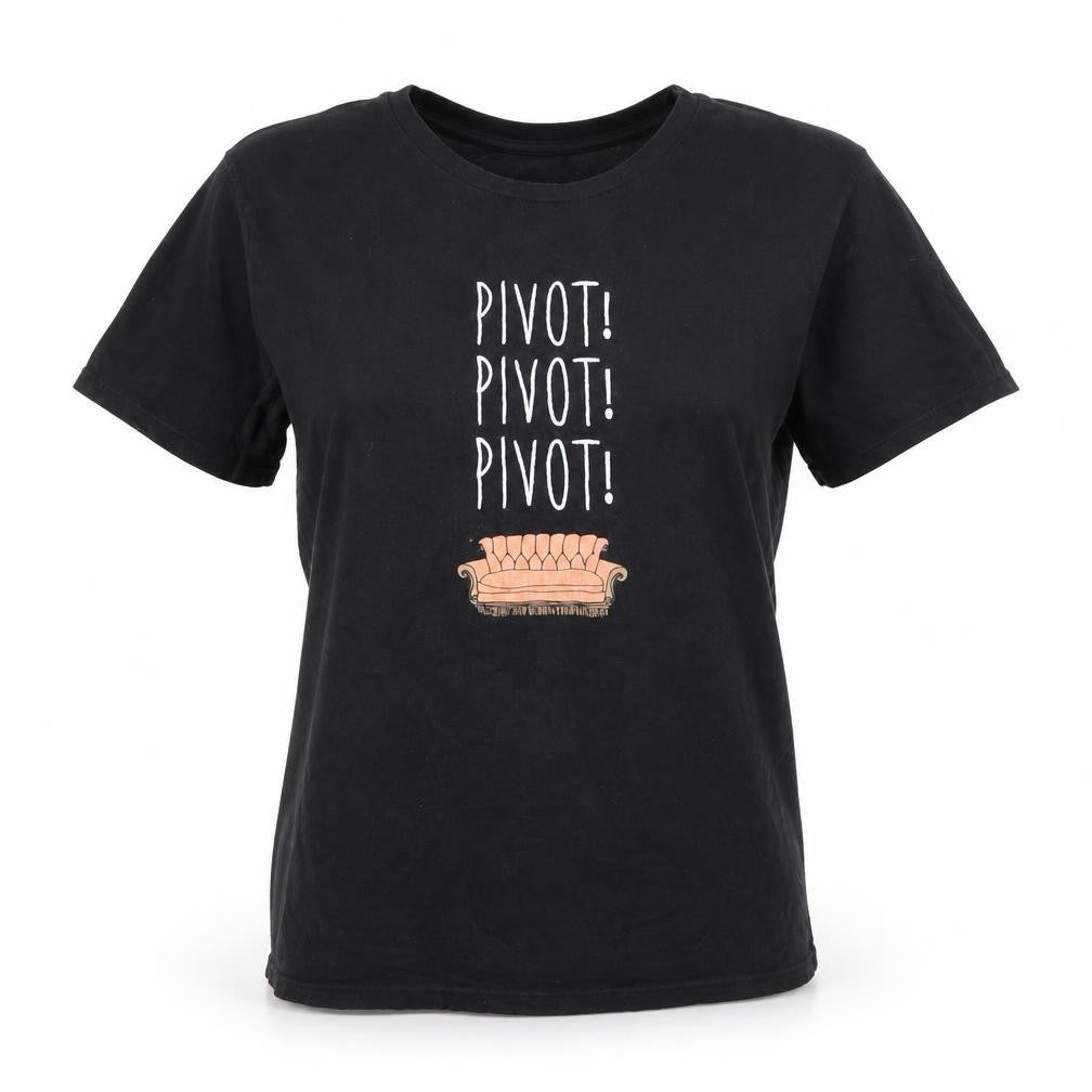 Front view of Primark women’s black friends pivot graphic cotton t-shirt medium