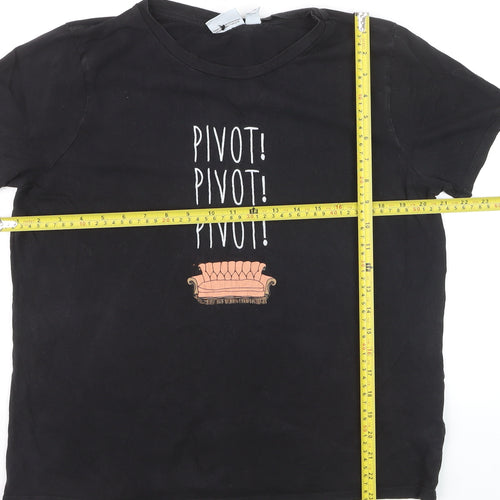 Primark Womens Black Friends Pivot Graphic Cotton T-Shirt Medium
