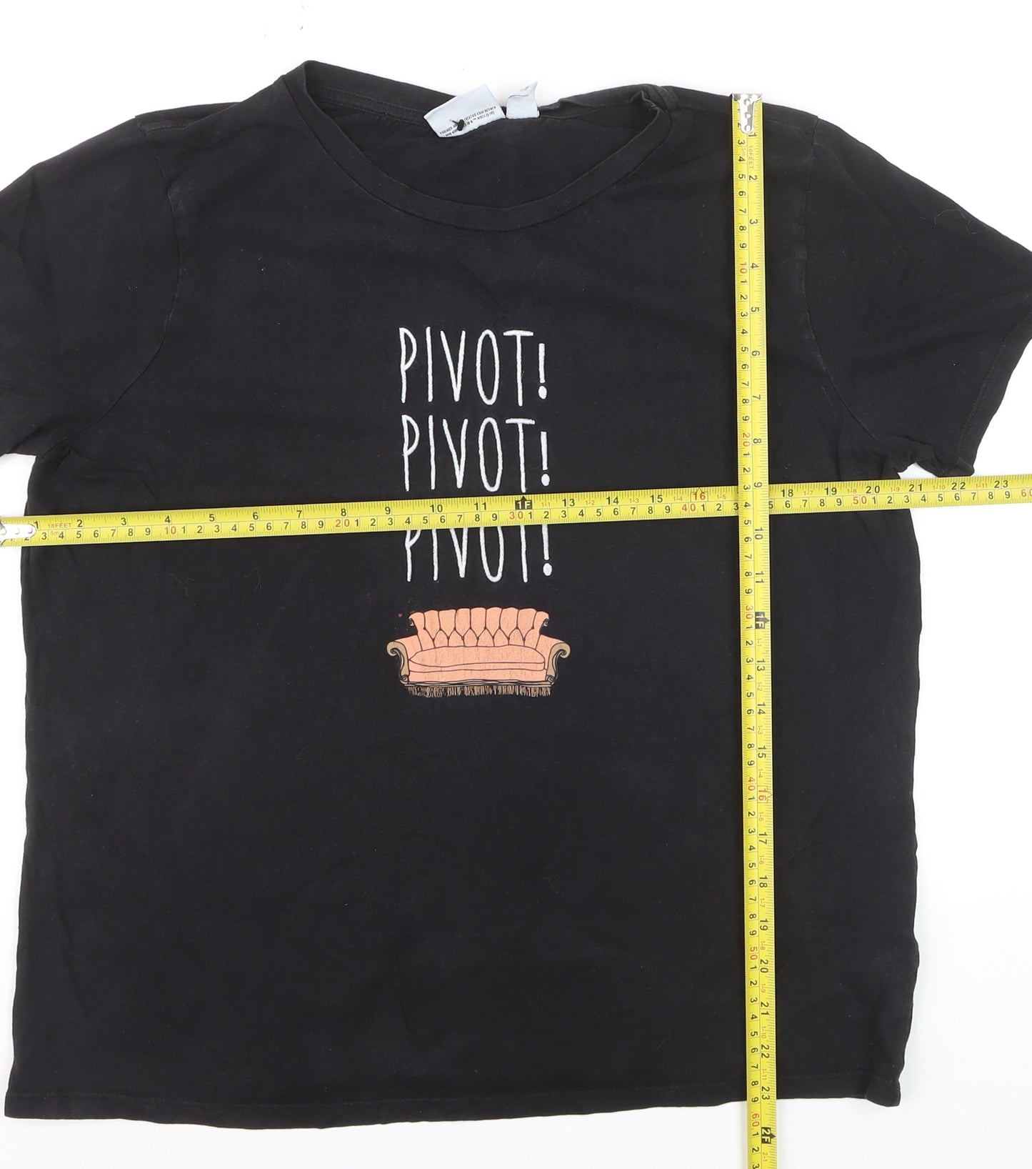 Primark Womens Black Friends Pivot Graphic Cotton T-Shirt Medium