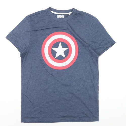Marvel Men’s Blue Captain America Graphic T-Shirt Size M