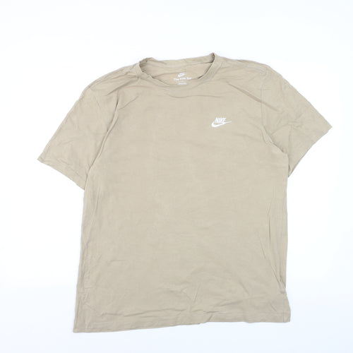 Nike Men's Beige Cotton Crew Neck Short Sleeve T-Shirt Size L