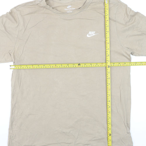 Nike Men's Beige Cotton Crew Neck Short Sleeve T-Shirt Size L