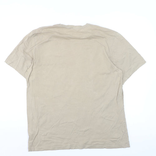 Nike Men's Beige Cotton Crew Neck Short Sleeve T-Shirt Size L