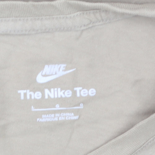 Nike Men's Beige Cotton Crew Neck Short Sleeve T-Shirt Size L