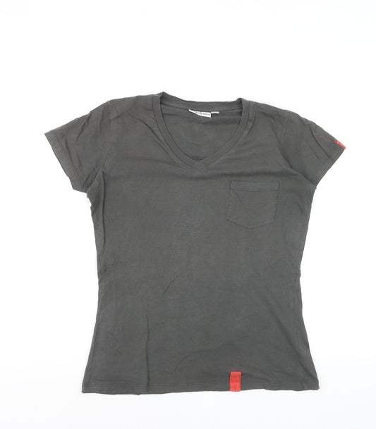 Wagamama Women's Grey V-Neck Cotton T-Shirt Size S Casual Top