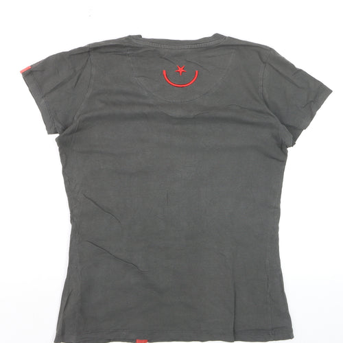 Wagamama Women's Grey V-Neck Cotton T-Shirt Size S Casual Top