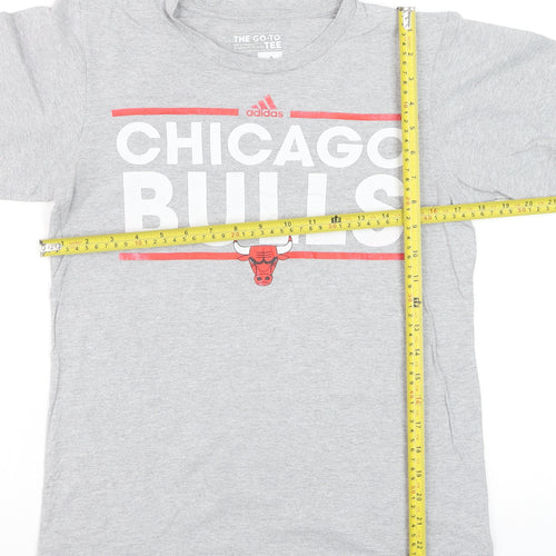 adidas Mens Grey Chicago Bulls Short Sleeve Graphic T-Shirt S