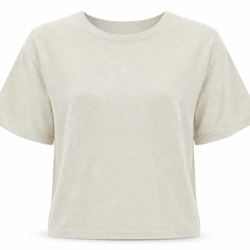 LISA Originals Womens Beige Metallic Knit Short Sleeve T-Shirt Size L