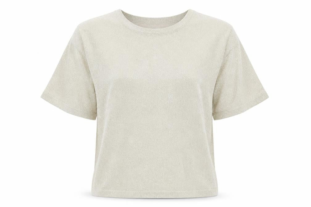 LISA Originals Womens Beige Metallic Knit Short Sleeve T-Shirt Size L