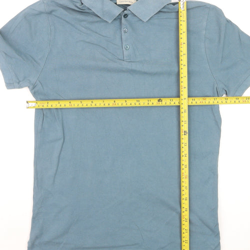 Calvin Klein Jeans Men's Blue Slim Fit Cotton Polo Shirt Size S