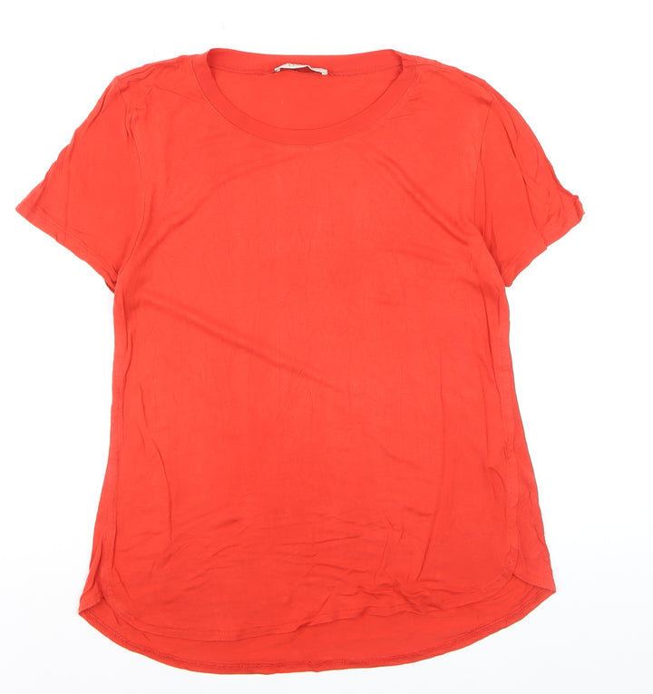 Oasis Women’s Red Short Sleeve Basic Viscose T-Shirt Size S