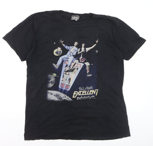 Gildan Men's Bill & Ted's Excellent Adventure Black Graphic T-Shirt Size L